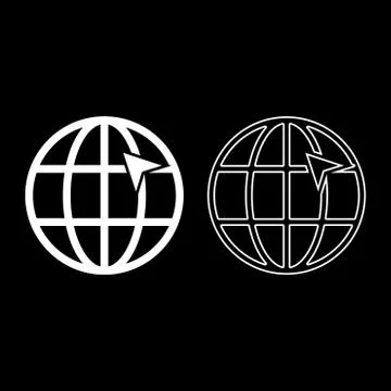 Arrow on earth grid Globe internernet concept Click arrow on website Idea usi Stock Illustration
