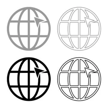 Arrow on earth grid Globe internernet concept Click arrow on website Idea usi Stock Illustration