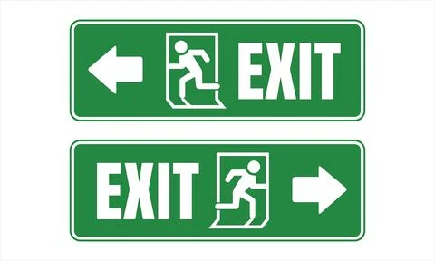 Arrow emergency exit sign Stock Illustration
