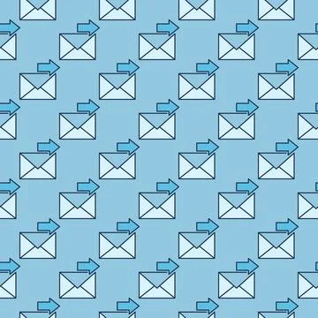 Arrow with Envelope vector Send Message colored seamless pattern Stock Illustration