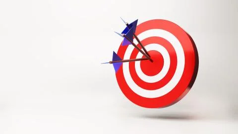 Arrow is exactly on the target , 3D render Stock Illustration