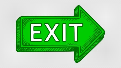 Arrow exit hand drawn color style animation Stock Footage 332000325