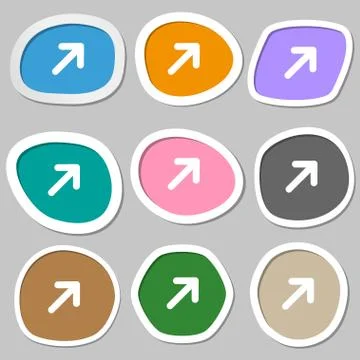 Arrow Expand Full screen Scale  icon symbols. Multicolored paper stickers. Ve イラスト素材