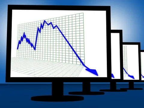 Arrow falling on monitors shows failure Stockillustratie