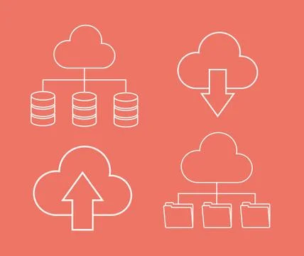 Arrow file archive data center web hosting. Vector graphic Illustrazione stock
