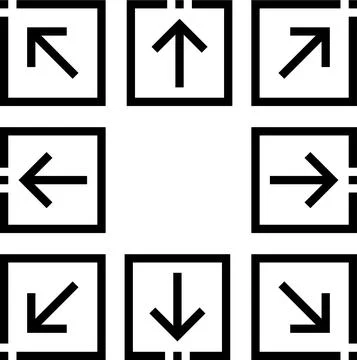 Arrow flat style icon in black color. Stock Illustration