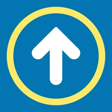 Arrow Up flat yellow and white colors rounded vector icon Illustrazione stock