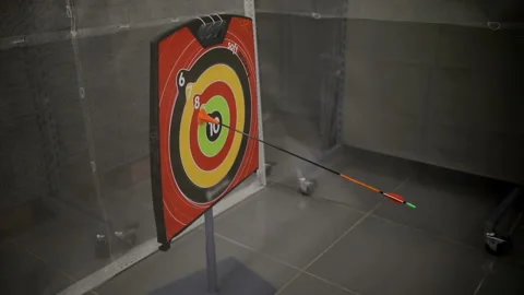 Arrow flies into the target Video stock 93650910