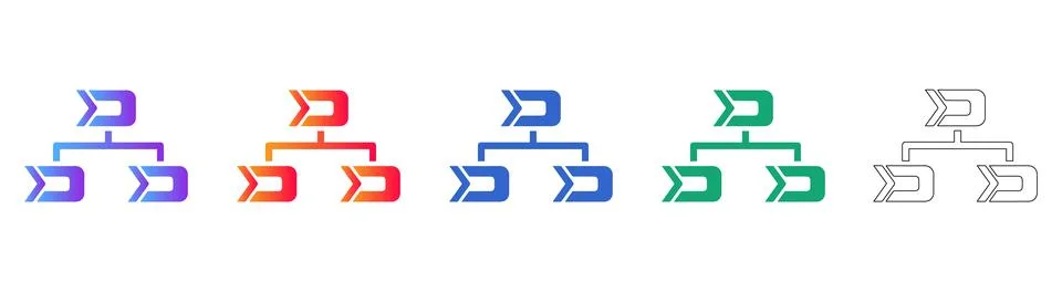Arrow Flowchart Process Icons Set Stock Illustration
