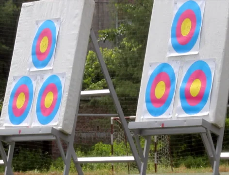 Arrow flying into the target Stock Footage 40634005