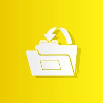 Arrow in folder white icon with shadow Stock Illustration