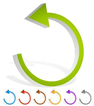 Arrow following a circle path, rotating circular arrow leftwards. Stock Illustration