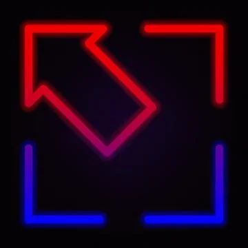 Arrow, full screen neon icon on dark background Stock Illustration