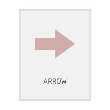 Arrow geometric shape flash card element symbol for preschool education Stock Illustration