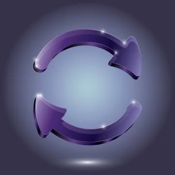 Arrow Glass pictogram refresh reload rotation loop sign. Purple color web ico Stock Illustration