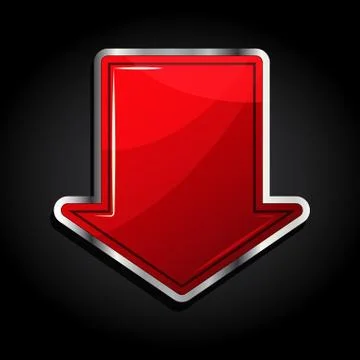 Arrow glossy download button, icon, eps10. Stock Illustration