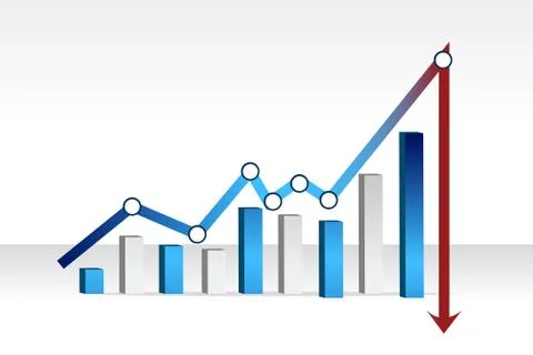Arrow goes up first and then moves straight down Stock Illustration