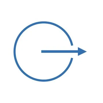 The arrow goes sideways from a circle on a white background Stock Illustration