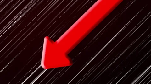 Arrow Going Down Red Line Gradient Background Loop Material. Stock Footage 282157404