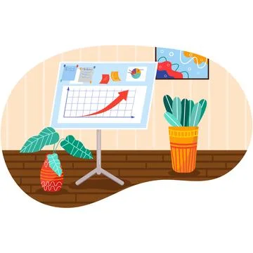 Arrow graph chart on board business workplace Stock Illustration