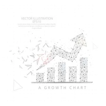 Up arrow graph chart wire frame low poly. Stock Illustration