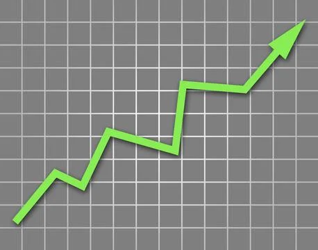 Arrow graph going up on gray background Stock Illustration