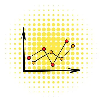 Arrow graph icon, comics style Stock Illustration