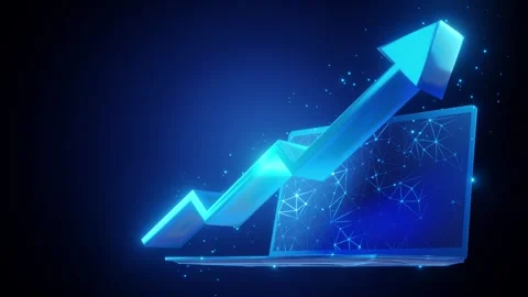 Arrow up graph with laptop. Stock Footage 262141284
