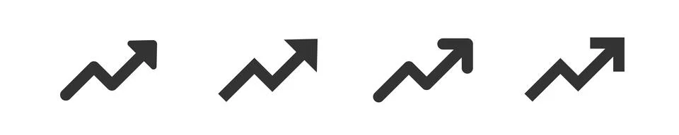 Arrow up graph. Zig zag trand symbol. Zig-zag grow, rise sign in vector flat Stock Illustration