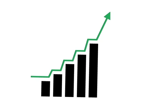 Arrow-green-graph-bar-4K Stockbeeldmateriaal 274296395