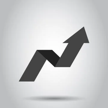 Arrow growing graph vector icon. Progress arrow grow sign illustration. Busin Illustrazione stock