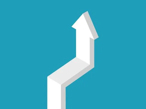 The arrow grows in a ladder pattern. an arrow pointing to the sky vector illu Illustrazione stock