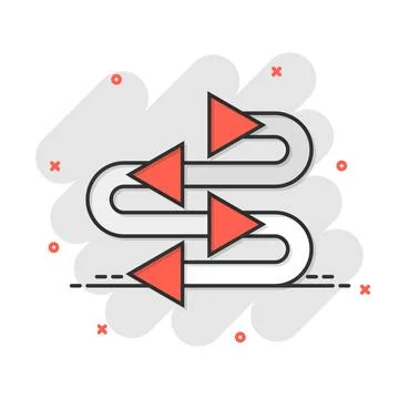 Arrow growth icon in comic style. Evolution cartoon vector illustration on wh Stock Illustration