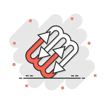 Arrow growth icon in comic style. Evolution cartoon vector illustration on wh Stock Illustration