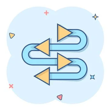 Arrow growth icon in comic style. Evolution cartoon vector illustration on wh Stock Illustration