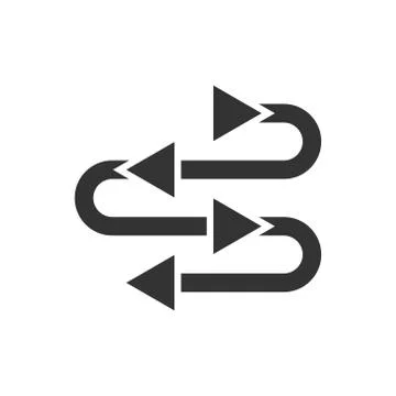 Arrow growth icon in flat style. Evolution vector illustration on white isola Illustrazione stock