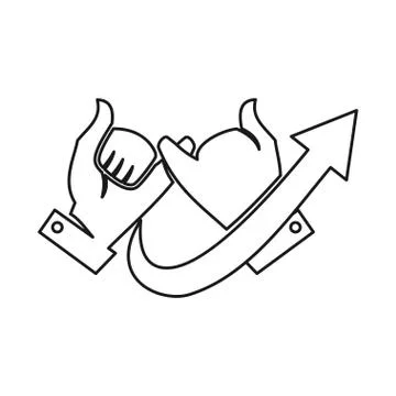 Arrow Up Hand Commitment Teamwork Together Outline Logo Stock Illustration