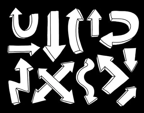 Arrow hand drawn set. Isolated collection element design. Stock Illustration