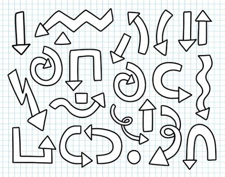 Arrow hand drawn set. Isolated collection element design. Stock Illustration