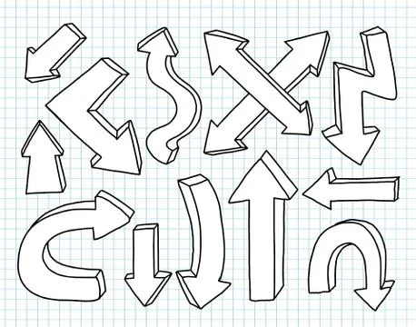 Arrow hand drawn set. Isolated collection element design. Stock Illustration