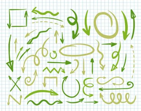 Arrow hand drawn set. Isolated collection element design. Stock Illustration