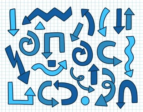 Arrow hand drawn set. Isolated collection element design. Stock Illustration