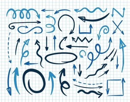 Arrow hand drawn set. Isolated collection element design. Stock Illustration