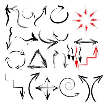Arrow hand paint brush stroke elements Illustrazione stock