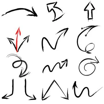 Arrow hand paint brush stroke elements Stock Illustration