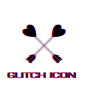 Arrow with heart icon flat. Stock Illustration