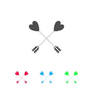 Arrow with heart icon flat. Stock Illustration
