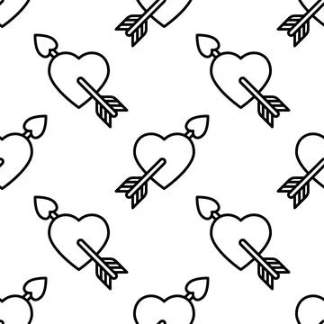 Arrow with heart. Seamless pattern. Stock Illustration