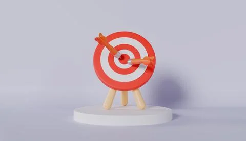Arrow hit the target, Business target market, Achievement target 3d render Stock Illustration