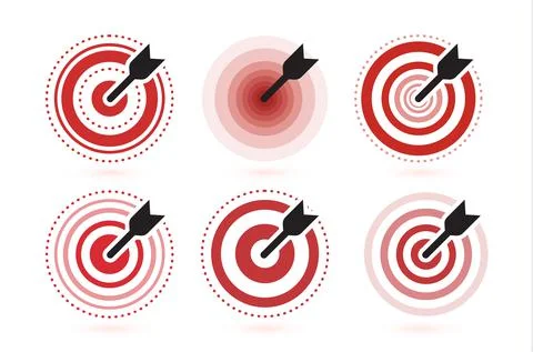 Arrow hit target vector icons set. flat winner symbol template. Modern emblem Stock Illustration